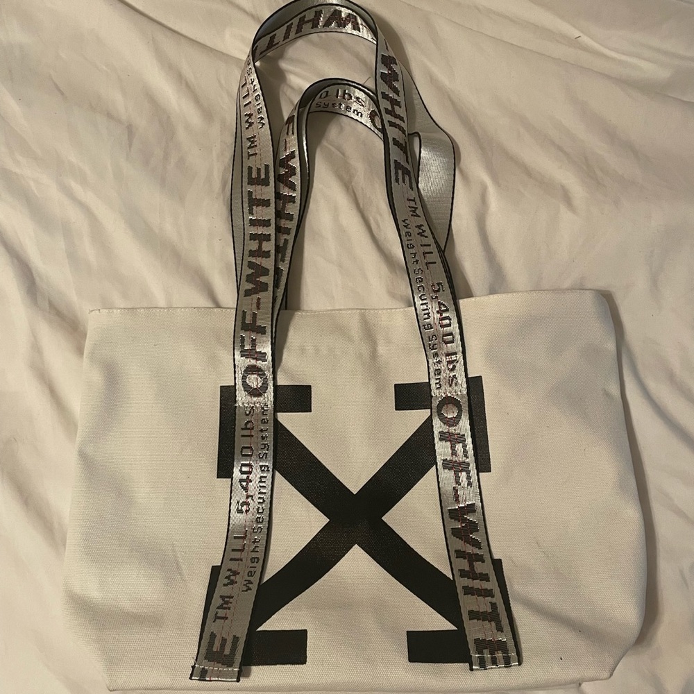 Off-White canvas tote bag